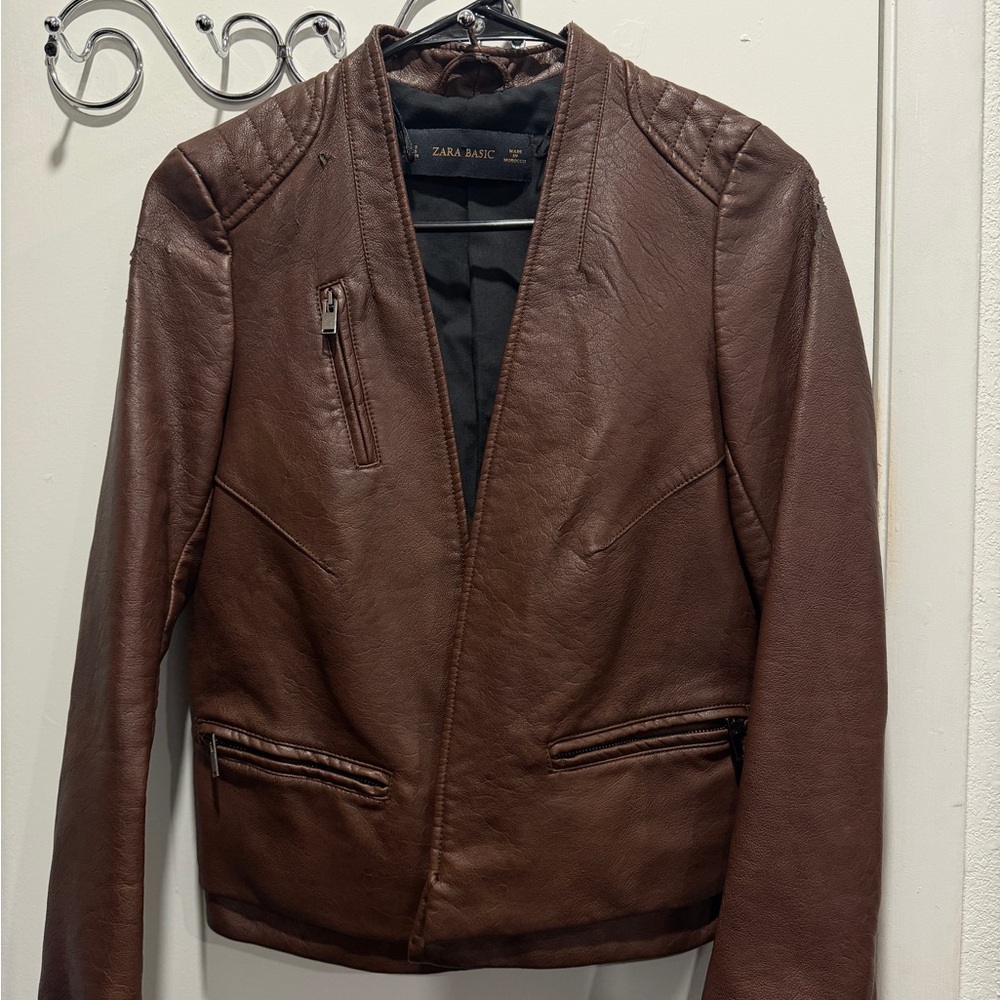 Zara Dark Brown Leather Jacket